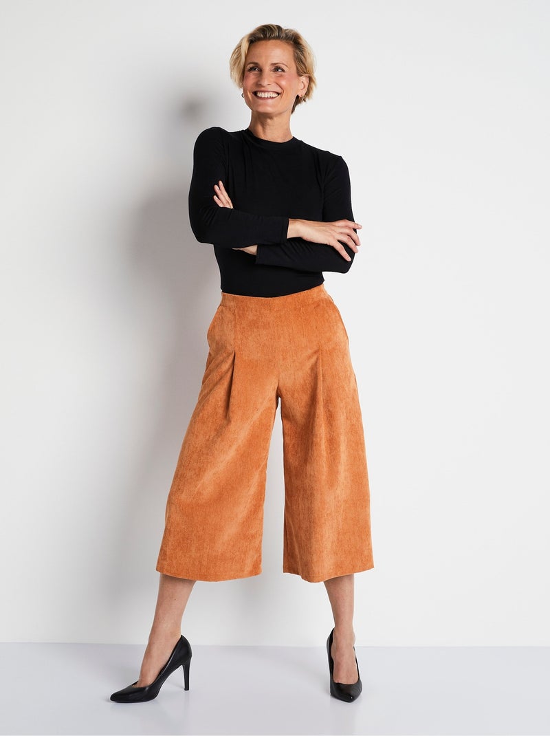 Jupe-culotte longue velours milleraies - Afibel Marron caramel - Kiabi