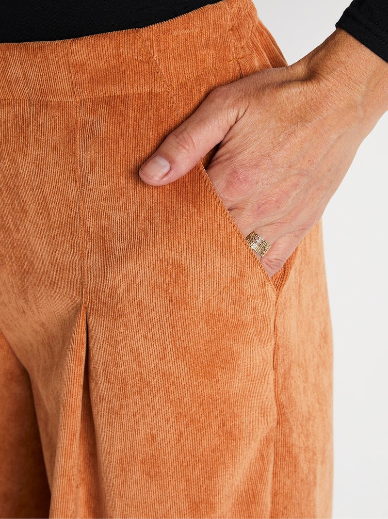 Jupe-culotte longue velours milleraies - Afibel Marron caramel - Kiabi