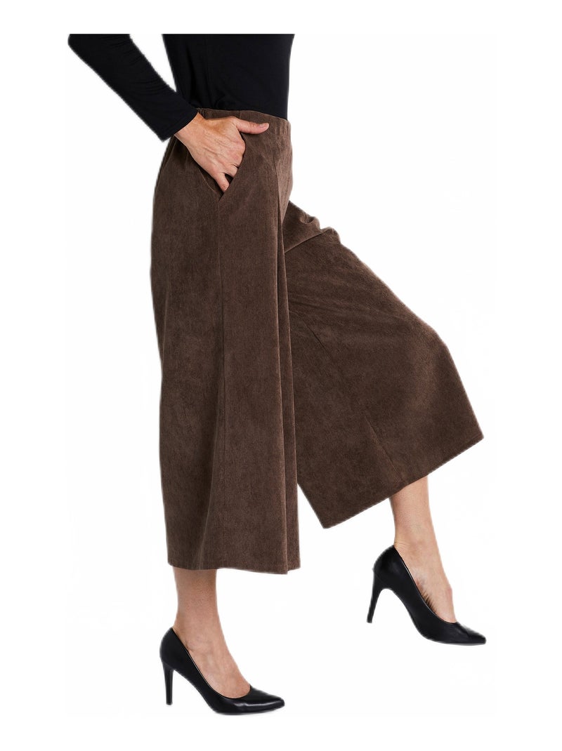 Jupe-culotte longue velours milleraies - Afibel Marron - Kiabi
