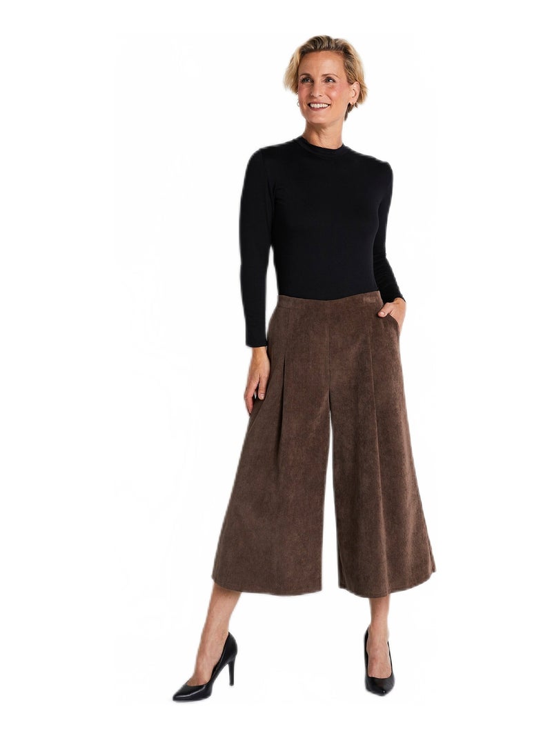 Jupe-culotte longue velours milleraies - Afibel Marron - Kiabi