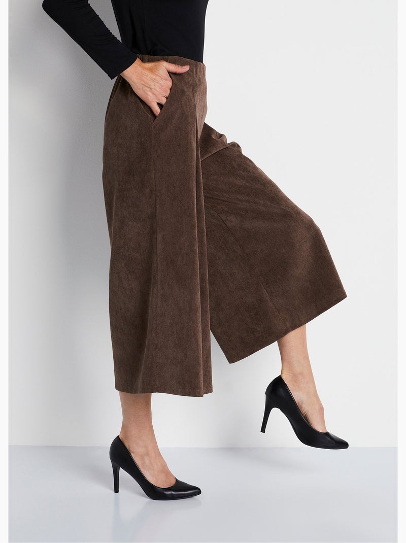 Jupe-culotte longue velours milleraies Taupe - Kiabi