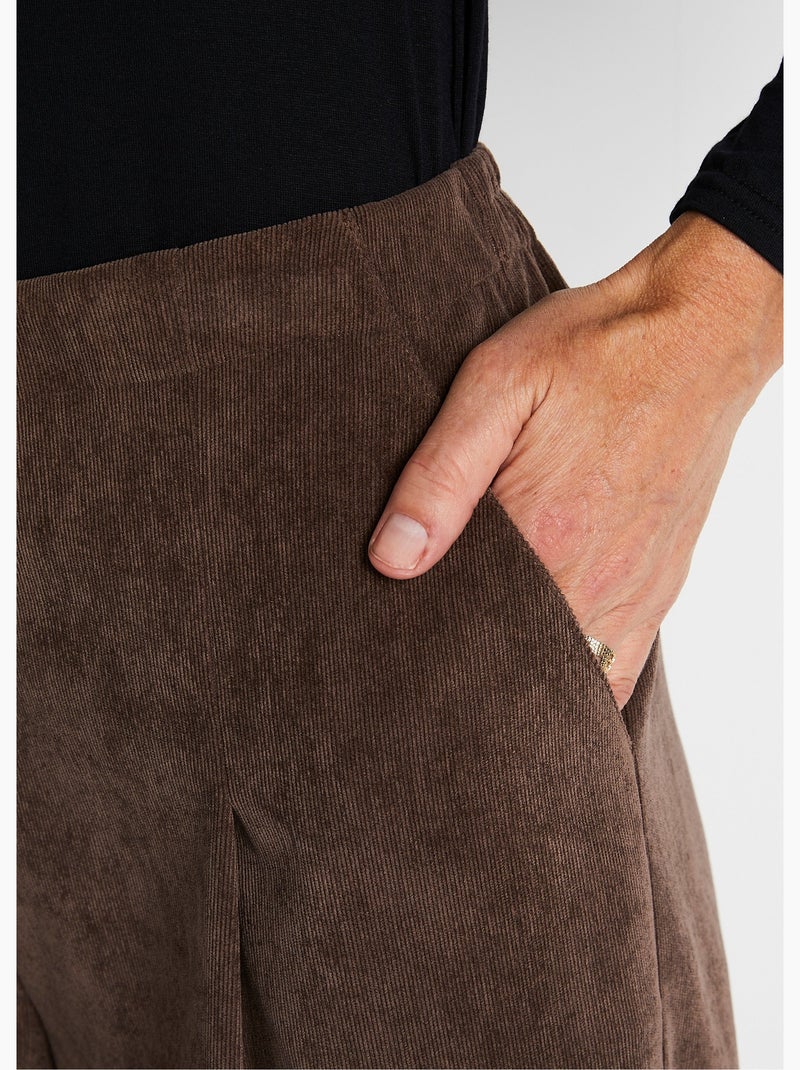 Jupe-culotte longue velours milleraies Taupe - Kiabi