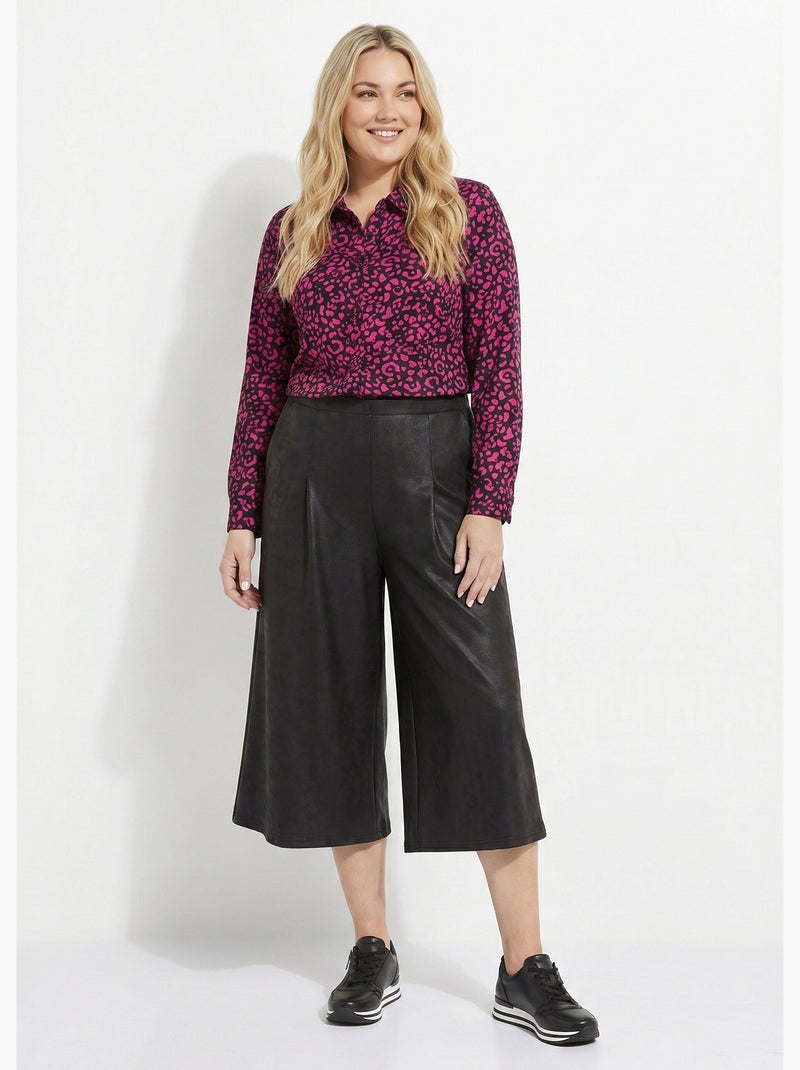 Jupe-culotte maille unie aspect peau - Afibel Noir - Kiabi