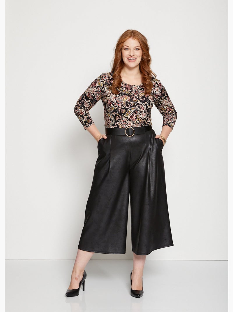 Jupe-culotte maille unie aspect peau Noir - Kiabi