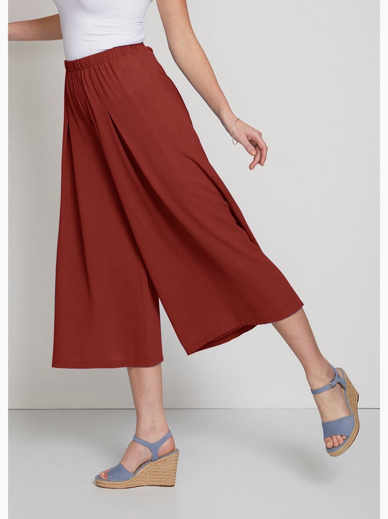 Jupe-culotte taille élastiquée ample - Afibel Rouge - Kiabi