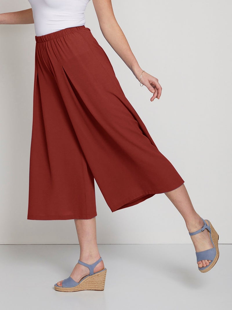Jupe-culotte taille élastiquée ample Rouge - Kiabi