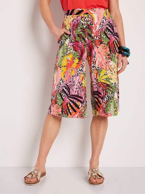 Jupe-culotte taille élastiquée floral et peau de bête - Afibel - Kiabi