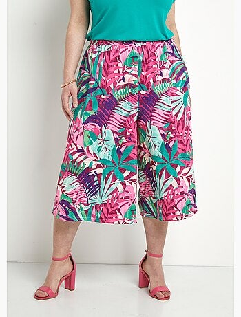 Jupe-culotte taille élastiquée imprimé tropical - Afibel