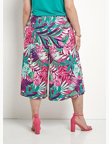 Jupe-culotte taille élastiquée imprimé tropical - Afibel