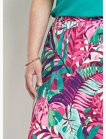 Jupe-culotte taille élastiquée imprimé tropical - Afibel