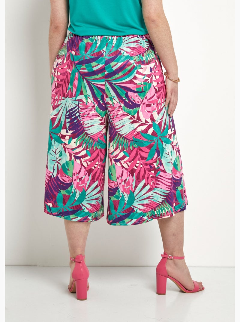 Jupe-culotte taille élastiquée imprimé tropical - Afibel Multicolore - Kiabi