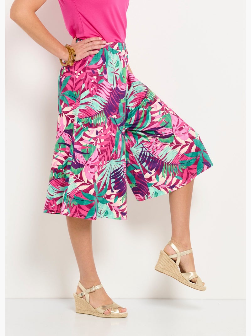 Jupe-culotte taille élastiquée imprimé tropical - Afibel Multicolore - Kiabi