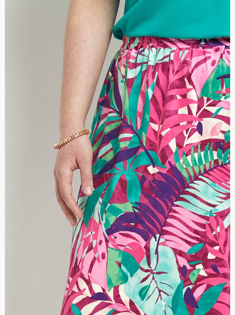 Jupe-culotte taille élastiquée imprimé tropical - Afibel Multicolore - Kiabi