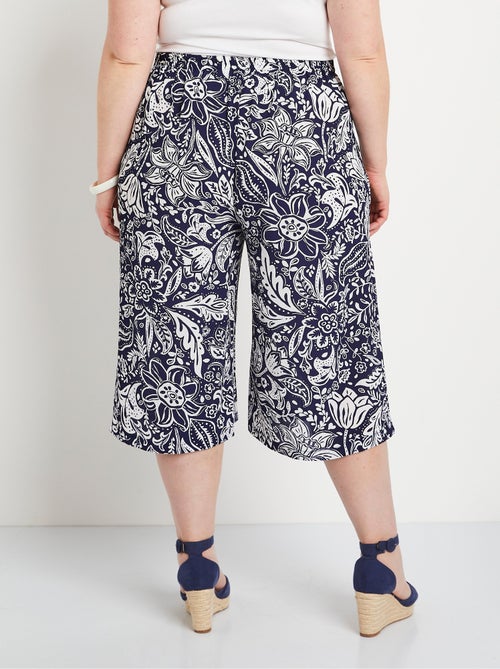 Jupe-culotte taille élastiquée tissu gaufré - Afibel - Kiabi