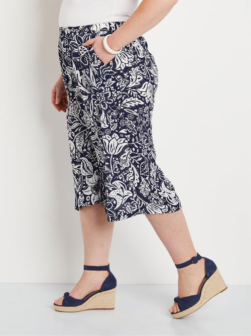 Jupe-culotte taille élastiquée tissu gaufré - Afibel - Kiabi