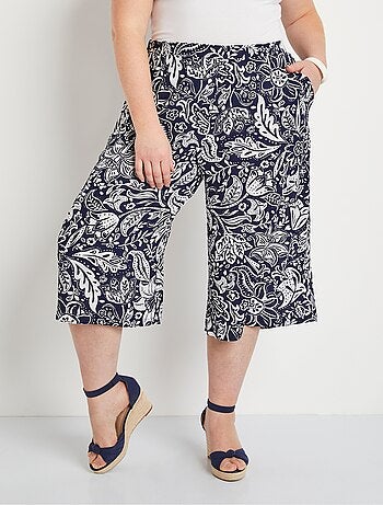 Jupe-culotte taille élastiquée tissu gaufré