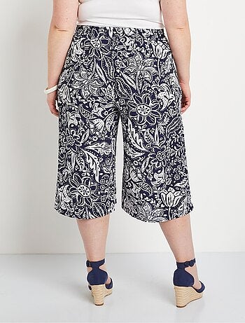 Jupe-culotte taille élastiquée tissu gaufré