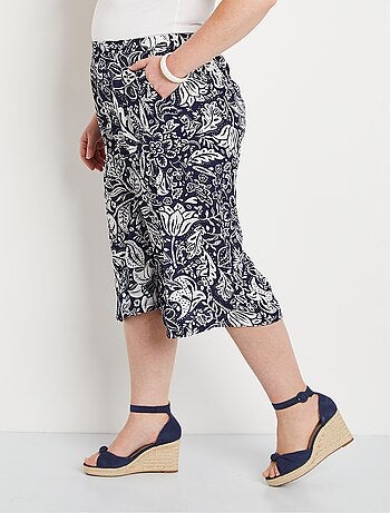 Jupe-culotte taille élastiquée tissu gaufré