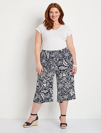 Jupe-culotte taille élastiquée tissu gaufré