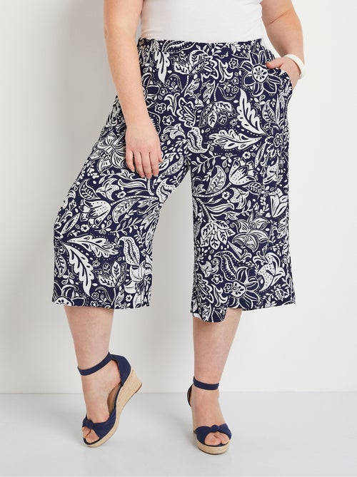 Jupe-culotte taille élastiquée tissu gaufré - Kiabi