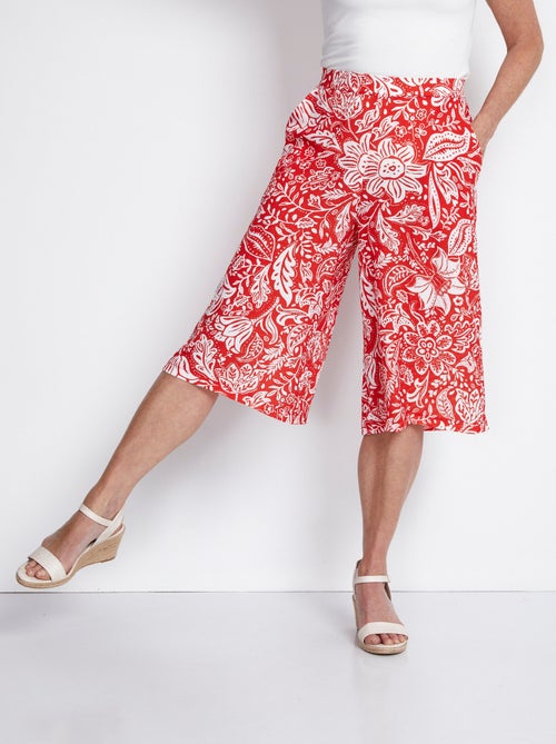 Jupe-culotte taille élastiquée tissu gaufré - Kiabi