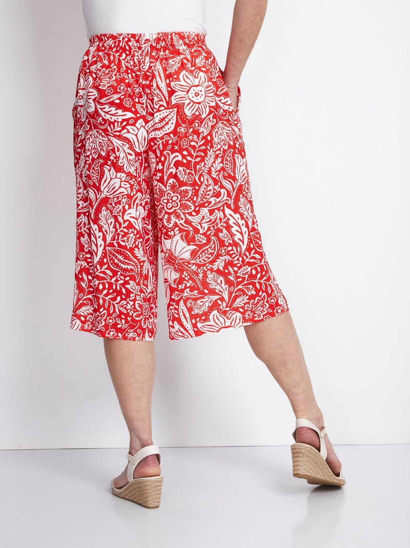 Jupe-culotte taille élastiquée tissu gaufré Rouge - Kiabi