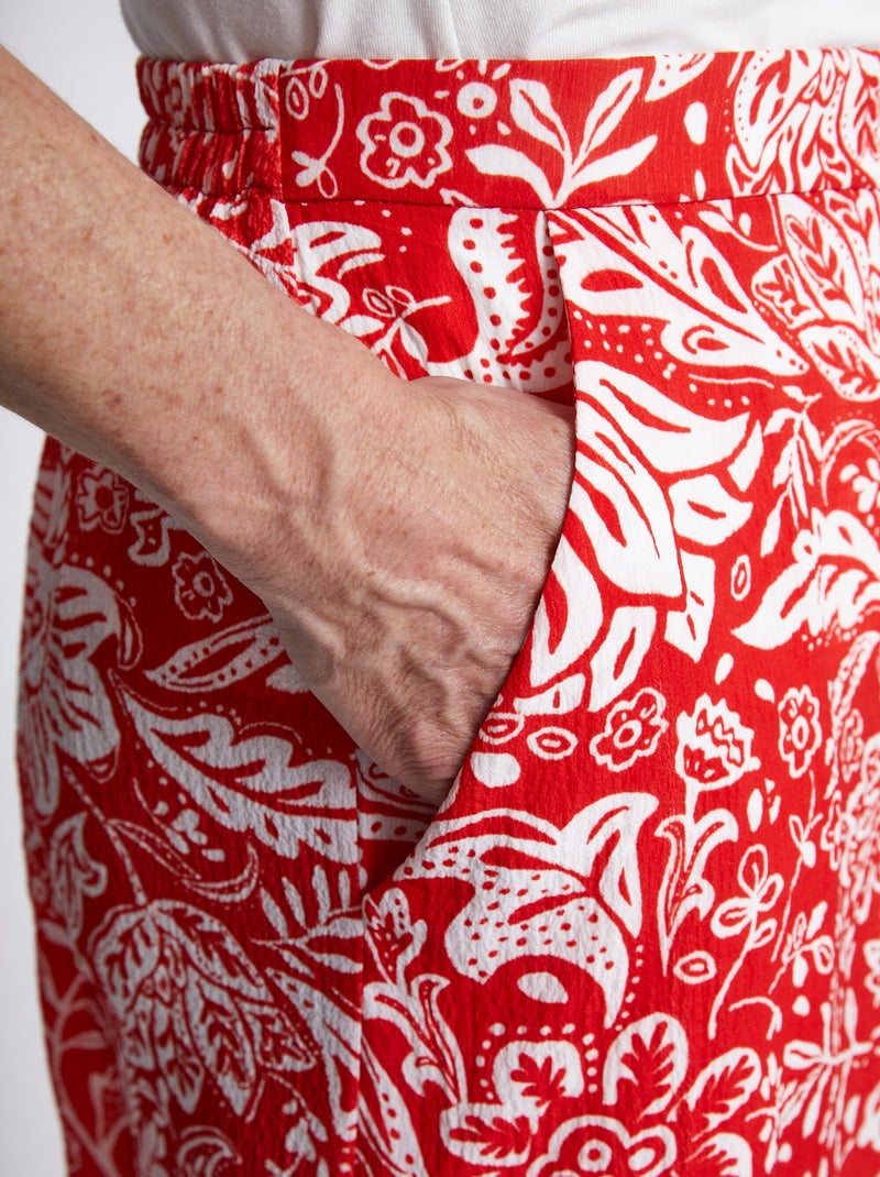Jupe-culotte taille élastiquée tissu gaufré Rouge - Kiabi