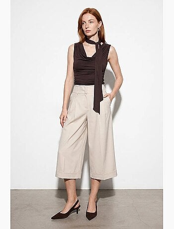 Jupe-culotte taille haute en crêpe dilvin
