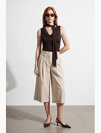 Jupe-culotte taille haute en crêpe dilvin