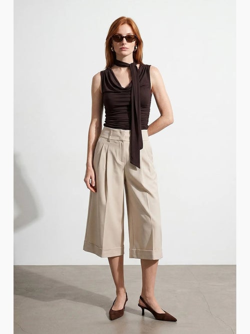 Jupe-culotte taille haute en crêpe dilvin - Kiabi Jupe-culotte taille haute en crêpe dilvin - Kiabi