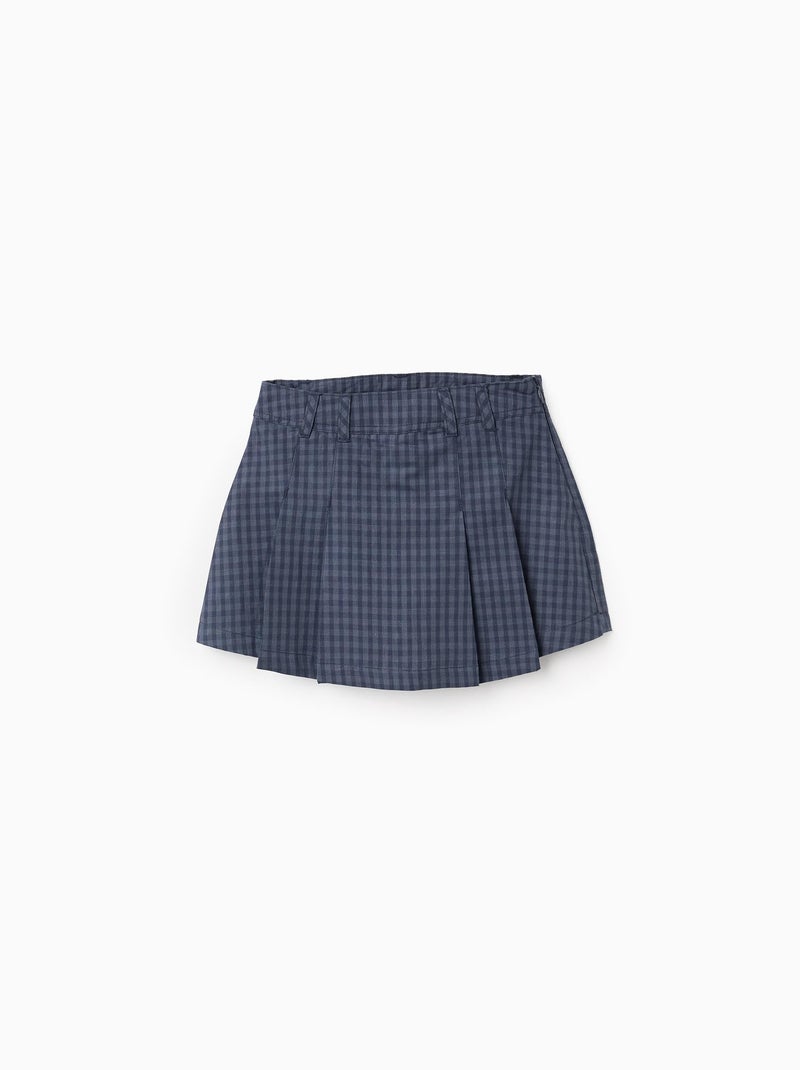 Jupe-Culotte Vichy avec Plis Bleu foncé - Kiabi