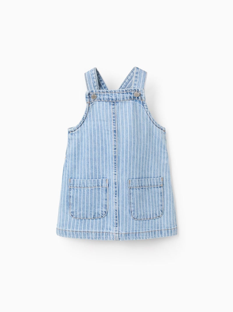 Jupe De Poitrine en Denim Rayé Bleu clair - Kiabi