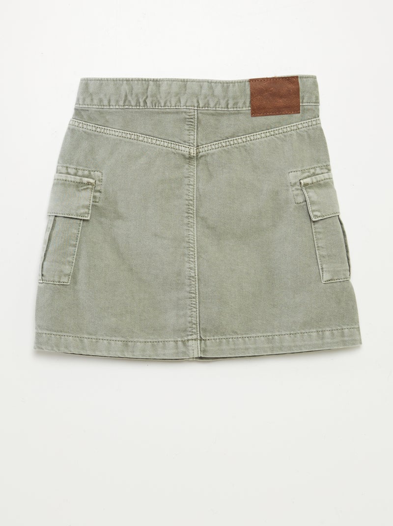 Jupe denim avec poches à rabat Vert - Kiabi