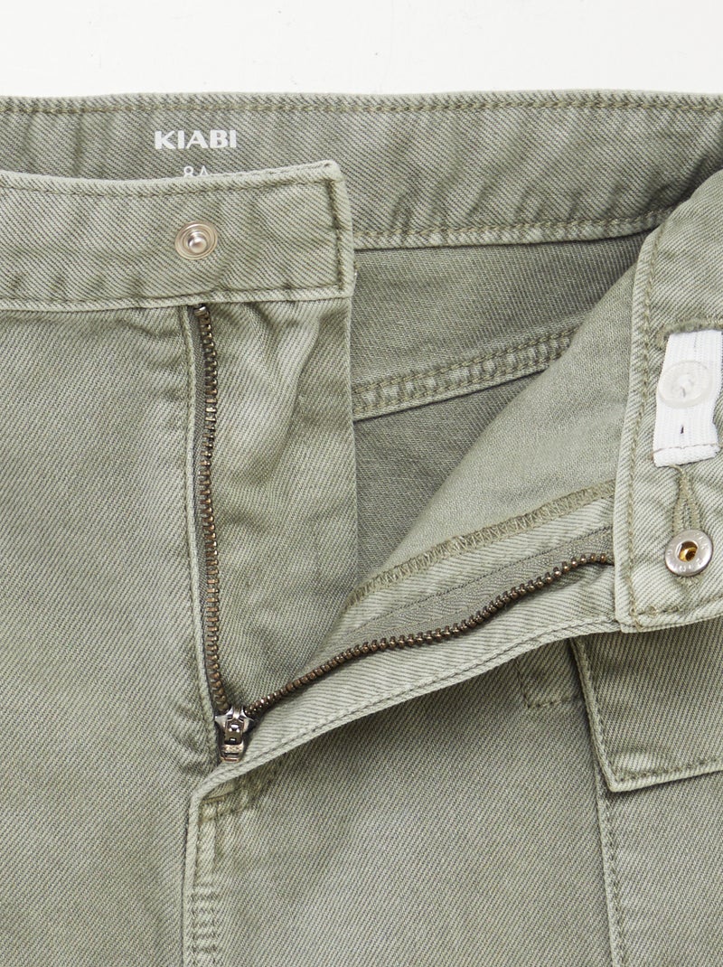 Jupe denim avec poches à rabat Vert - Kiabi