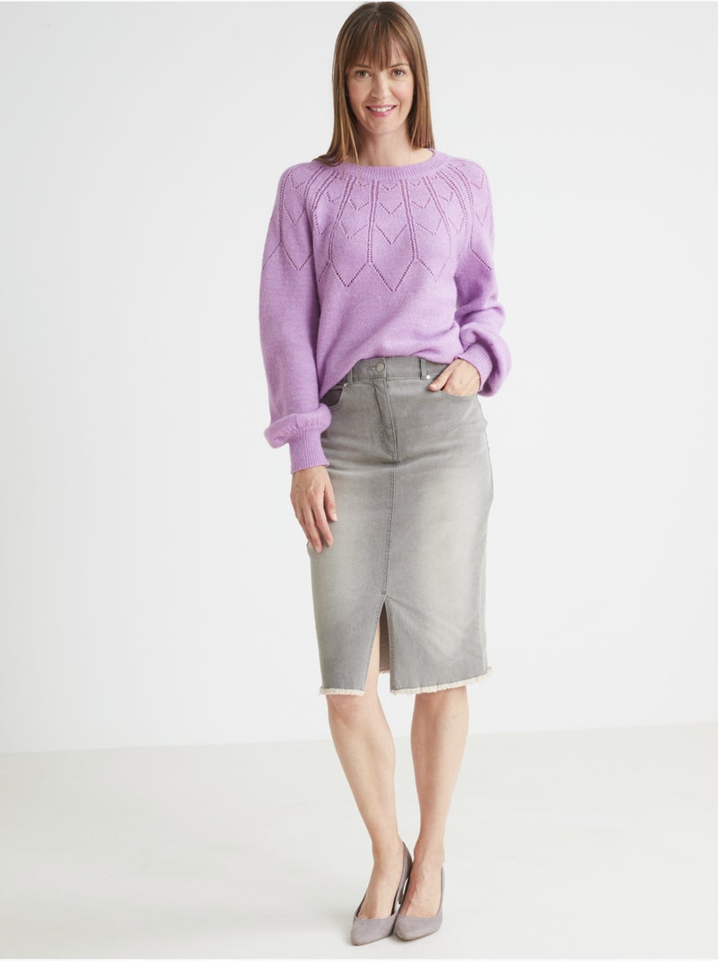 Jupe denim extensible coupe droite - DAXON Gris - Kiabi