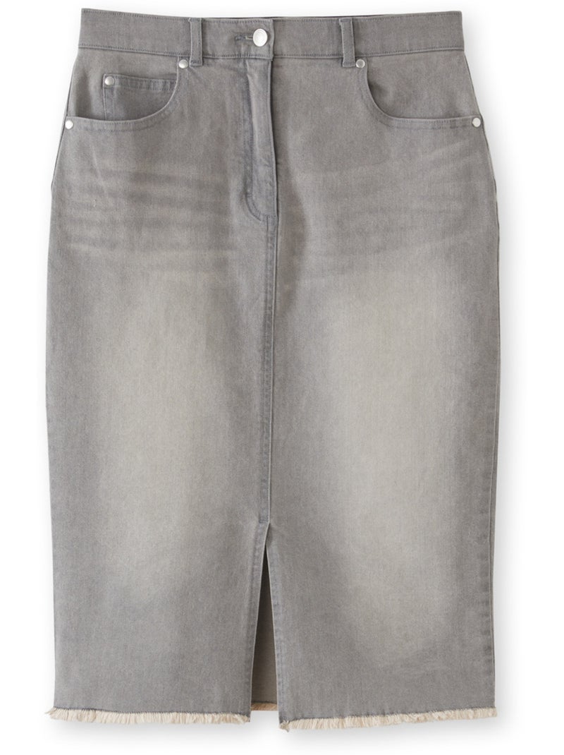 Jupe denim extensible coupe droite - DAXON Gris - Kiabi