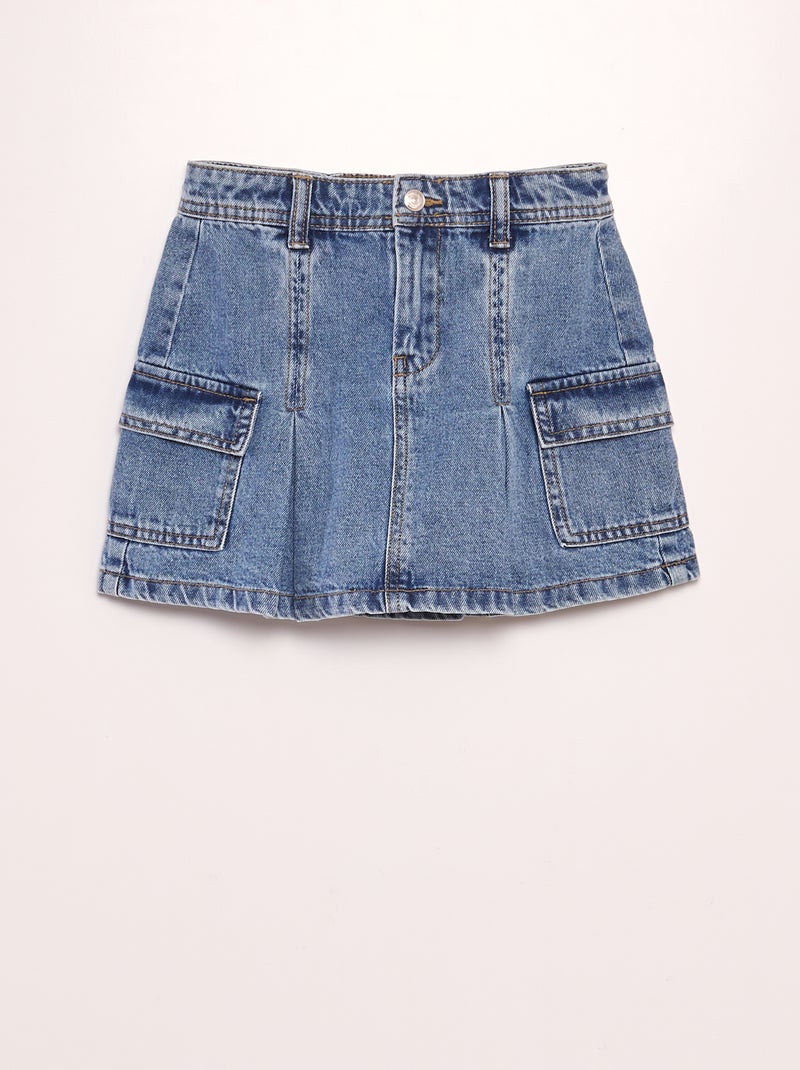 Jupe denim plissée Double stone - Kiabi
