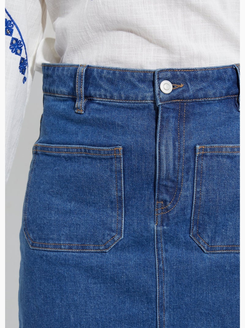Jupe droite courte en jean 4 poches - Afibel Bleu stone - Kiabi