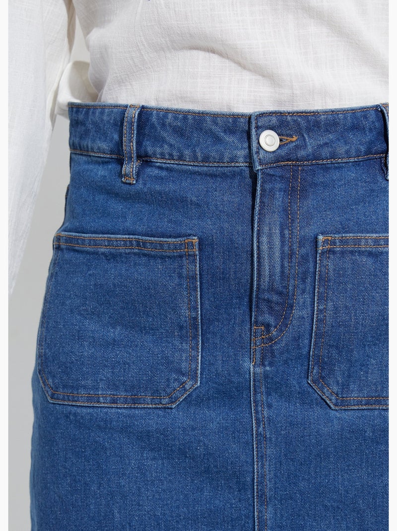 Jupe droite courte en jean 4 poches - afibel Bleu stone - Kiabi