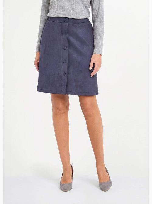 Jupe droite courte tissu suédé effet boutonné - Afibel - Kiabi