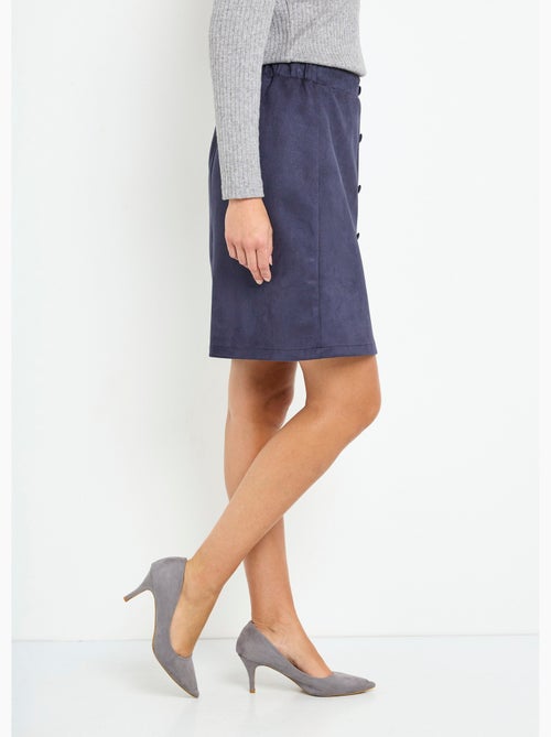 Jupe droite courte tissu suédé effet boutonné - Afibel - Kiabi