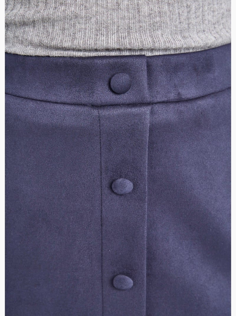 Jupe droite courte tissu suédé effet boutonné - Afibel Bleu marine - Kiabi