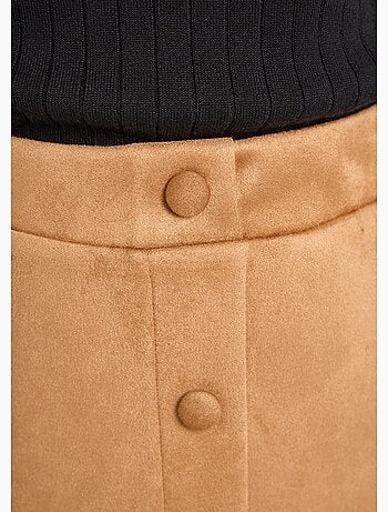Jupe droite courte tissu suédé effet boutonné - Afibel
