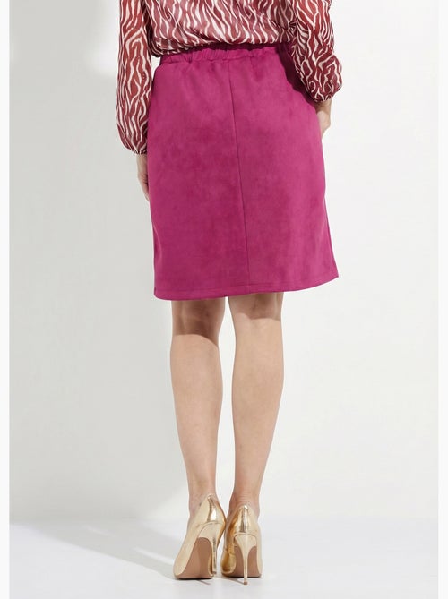 Jupe droite courte tissu suédé effet boutonné - Afibel - Kiabi