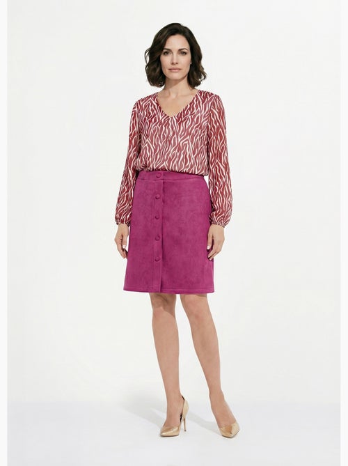 Jupe droite courte tissu suédé effet boutonné - Afibel - Kiabi