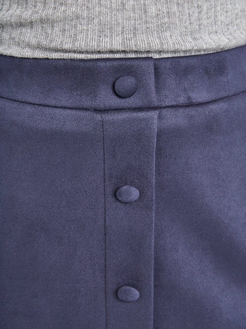 Jupe droite courte tissu suédé effet boutonné - Afibel - Kiabi