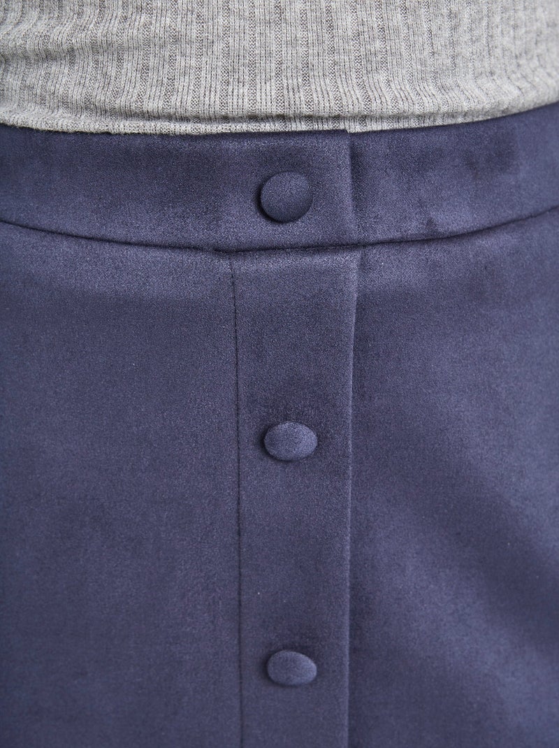 Jupe droite courte tissu suédé effet boutonné - Afibel Violet - Kiabi