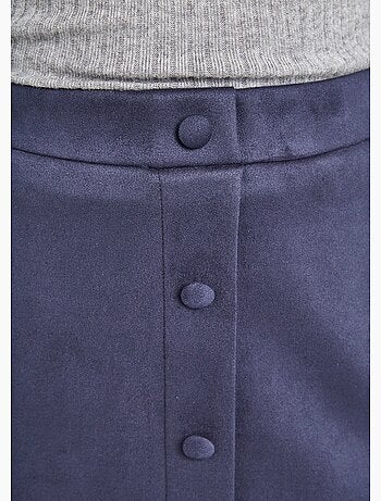 Jupe droite courte tissu suédé effet boutonné