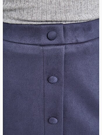 Jupe droite courte tissu suédé effet boutonné