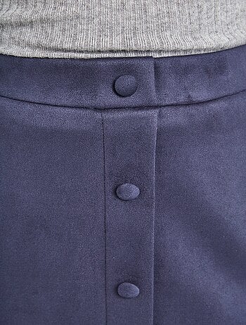 Jupe droite courte tissu suédé effet boutonné